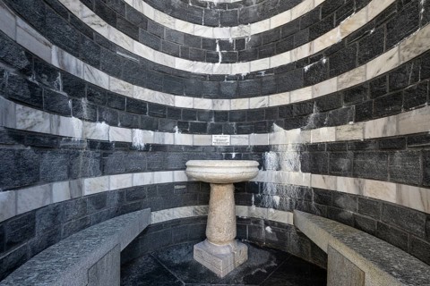 Baptismal font, Roman Catholic church of San Giovanni Battista, built in the same place as the