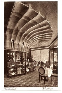Berlin, Charlottenburg, Uhlandeck, Cfé, confectionary, famous ceiling design, elegant café with
