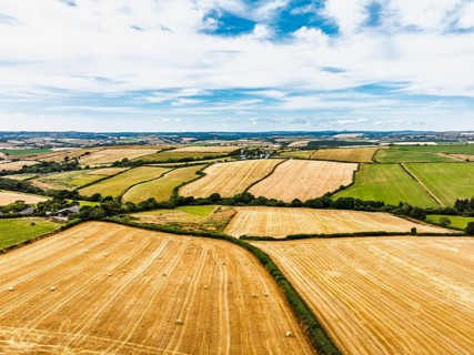 Cornwall Fields and Farms from a drone, Polruan, Cornwall, EnglandDefault