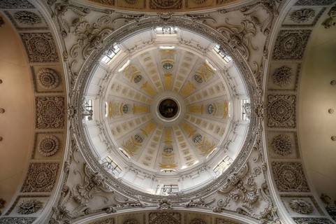 Interior view, ceiling with dome based on St. Peter's Basilica in Rome, Theatine Church, officially