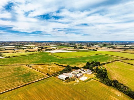 Cornwall Fields and Farms from a drone, Polruan, Cornwall, EnglandDefault