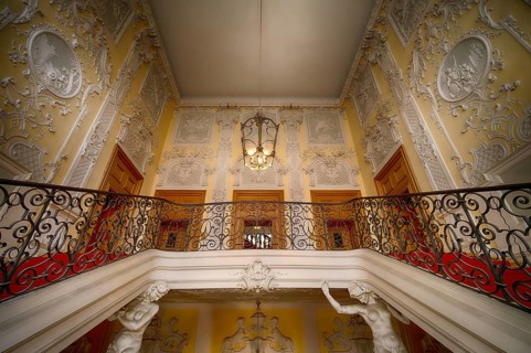 Interior view stairwell, stairway, staircase, Stadtpalais Palais Preysing, also Preysing Palace,