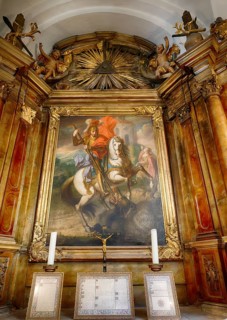 Interior photo, side altar, Saint George as a dragon slayer, Theatine church, officially St.
