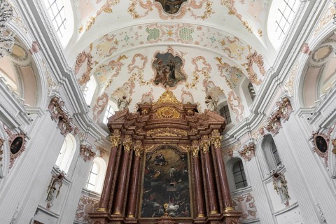 Baroque church, interior view, Jesuit church, old town, Lucerne, Lake Lucerne, Canton of Lucerne,