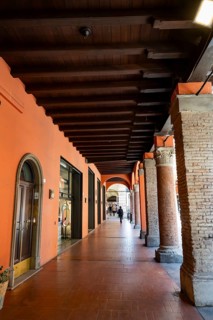 Typical arcades, Portici, old town, Bologna, Emilia Romagna, Italy