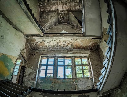 Mysterious bare staircase in a building in the complex of the former Pulmonary Hospital and Lost