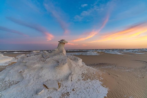 White limestone formations in the White Desert National Park in the Egyptian part of the Libyan