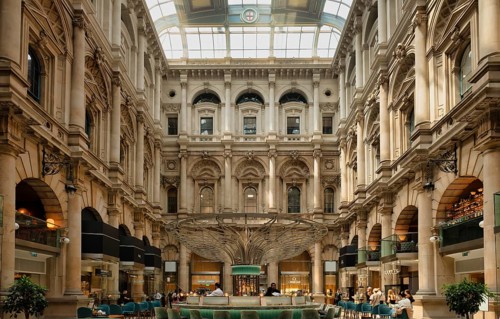 Interior view, exclusive shopping center The Royal Exchange, former stock exchange, financial