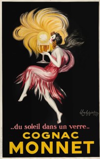 Advertising poster, beverage advertisement, mural of the famous Cognac Monnet advertising poster by