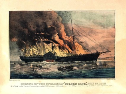 On July 27, 1862, the paddle steamer SS Golden Gate caught fire off Manzanillo Mexico while