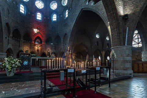 Altar room with sacrificial candles, St. Jacobuskerk, Enschede, Netherlands