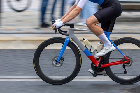 Close-up of a cycle race