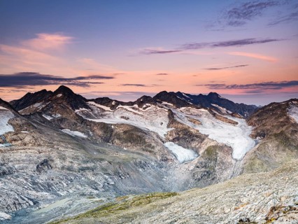 Glaciated summit of the Großer Geiger at dawn, Venice Group, Hohe Tauern National Park, Province of