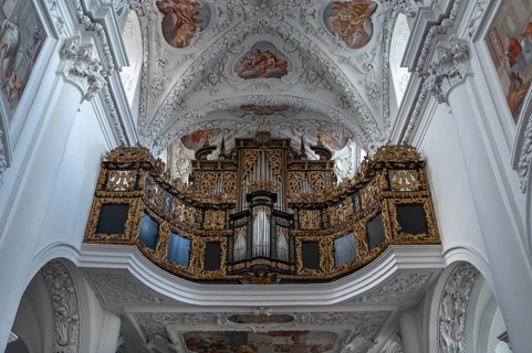 Organ gallery originally from 1662 built over the Baumgartenberg Abbey and Parish Church in 1780,