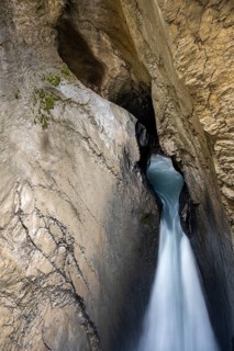 Waterfall in a rocky gorge of Trümmelbach, Trümmelbach Falls, long time exposure, Lauterbrunnen,