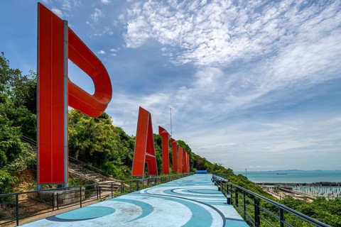 Observation deck with Pattaya lettering, Pattaya, Thailand