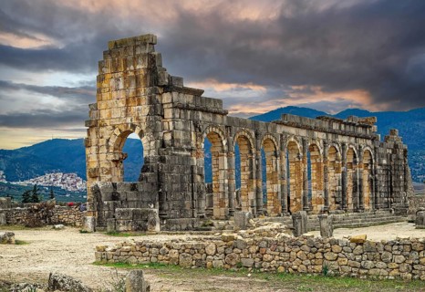 The Basilica of Volubilis, archaeological site, Roman antiquity, UNESCO World Heritage, near