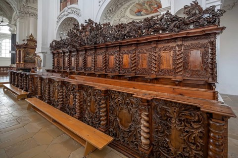 Choir stalls, end of the 17th century, in the Baumgartenberg Abbey and Parish Church, Gothic