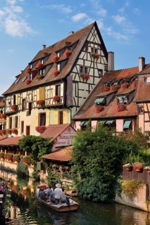 Half-timbered houses on the Lauch, Little Venice, Krutenau, Colmar, Haut-Rhin, Alsace, Grand Est,