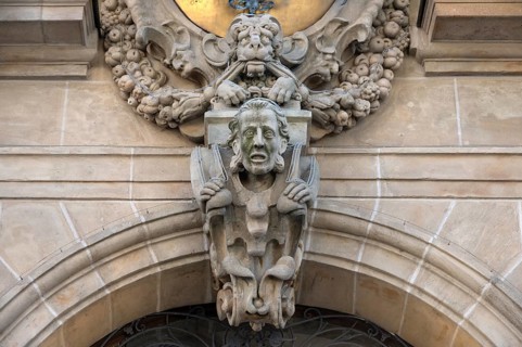 Detail, entrance portal of Wolff Town Hall, built around 1620, Town Hall Square, Rathausplatz,