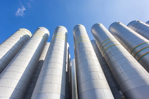 Innovationskraftwerk Dresden-Reick Hot water storage for district heating, Dresden, Saxony, Germany
