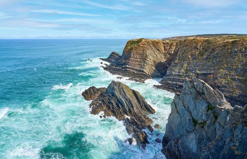 Rocky cliffs at Cabo Raso, atlantic coast of Portugal