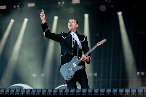 Guitarist Nicholaus Arson from the Swedish rock band The Hives live on the Utopia Stage during the