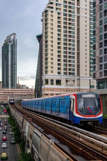 BTS Skytrain and road traffic, Bangkok, Thailand