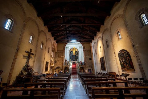 Interior of Basilica Santuario Santo Stefano Church, Sette Chiese Complex, Seven Churches Complex,