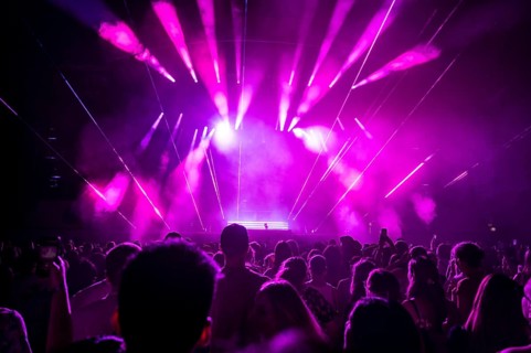View of the stage with fans in the foreground during Kygo's performance at the Superbloom Festival