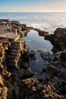 One of Charco Azul's seawater swimming pools. In the morning. La Palma, Canary Islands, Spain
