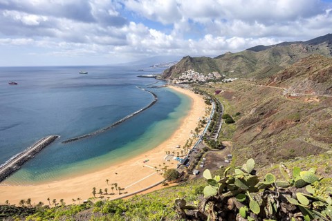Tenerife beach Playa de las Teresitas seaside vacation trip in San Andres, Spain