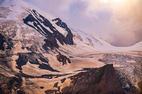 Pasterze glacier in the Hohe Tauern Nature Park at the foot of the Grossglockner, Fusch, Salzburg,
