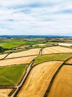 Cornwall Fields and Farms from a drone, Polruan, Cornwall, England, United Kingdom