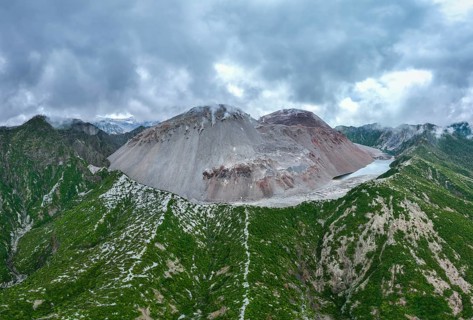 Aerial view of volcanic cone, Chaitén Volcano, Chaitén, Los Lagos, Chile