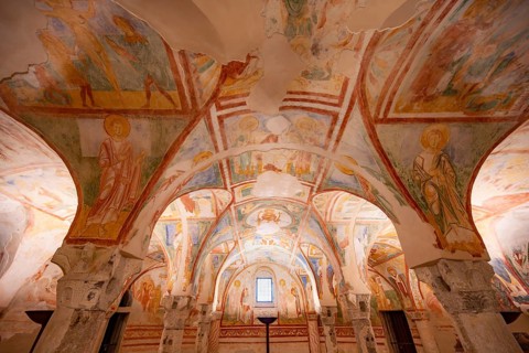 Maxentische crypt with colorful frescoes, Cripta degli Affreschi, Basilica di Santa Maria Assunta,