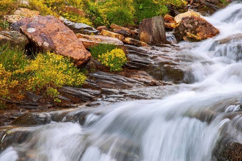 Flowing water in Tauernbach in the Hohe Tauern National Park, Heiligenblut, Carinthia, Austria