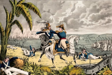 General Zachary Taylor and Captain Charles A. May taking orders to attack Mexican batteries during