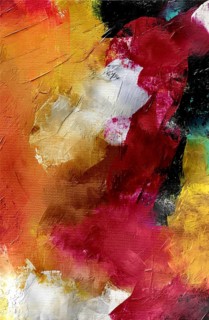 High resolution abstract painting with vibrant red yellow textures