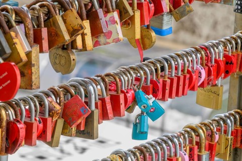Love locks on Butcher's Bridge, Ljubljana, Slovenia