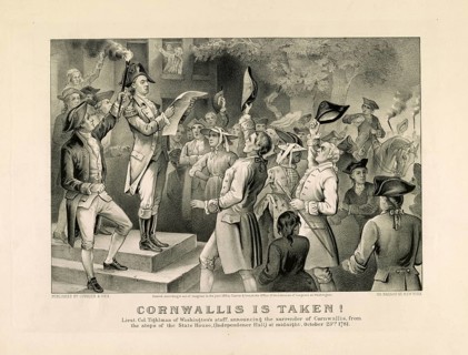 Lieutenant Colonel Tench Tilghman announcing the news of Lord Cornwallis's surrender from the steps