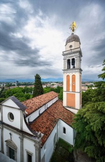 Chiesa di Santa Maria di Castello church, dramatic sky, old town, Udine, Friuli-Venezia Giulia,
