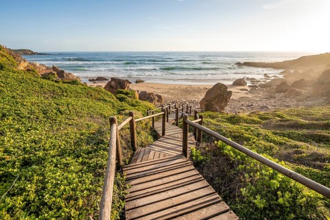 Road to the beach, coast and sea at Robberg Nature Reserve, Plettenberg Bay, South Africa