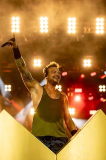 Singer Dag-Alexis Kopplin from the band SDP live at the Superbloom Festival in the Munich Olympic