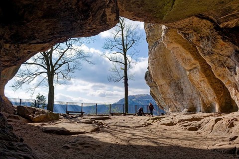 Natural arch Kuhstall am Neuen Wildenstein, natural wonder, national park, hiking destination, rock