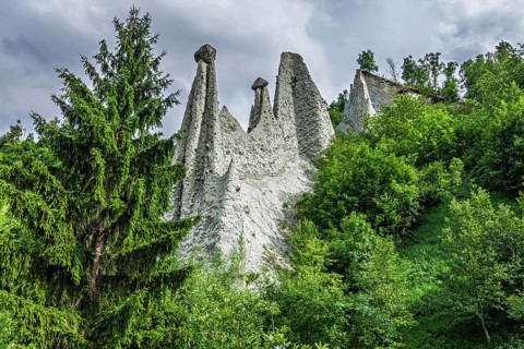 Aerial view of Pyramides d'Euseigne, Valais, Switzerland