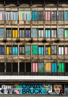 Artistically designed, dilapidated, former Galeria Kaufhof department store, eyesore in the city