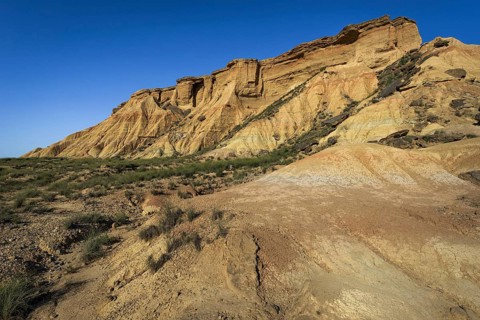 Rock formation in Bardenas Reales nature park Park, Navarra, Spain