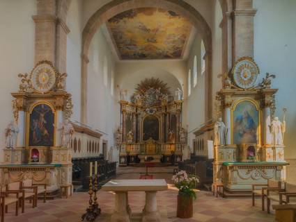 Monastery church inside altar area Huysburg Abbey Germany