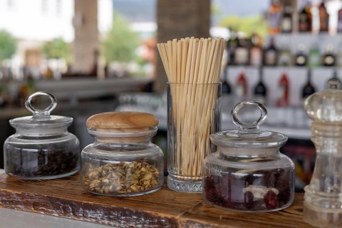 Straws are made from natural wheat and cane stems. They are totally biodegradable, compostable,